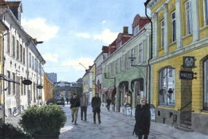 Reproducerad akvarell/giclée - Kaggensgatan